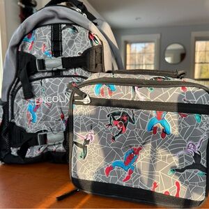 Pottery Barn Kids Spider-Man Backpack and Lunchbox Set - Gray and Black